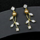 Shiny Zircon Pearl Earrings for Wedding Dress