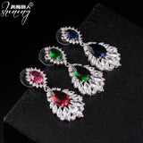 Sapphire Zircon 925 Silver Tassel Earrings Wedding Jewelry
