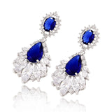 Sapphire Zircon 925 Silver Tassel Earrings Wedding Jewelry