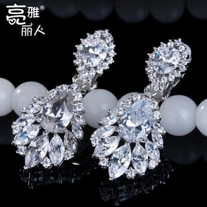Sapphire Zircon 925 Silver Tassel Earrings Wedding Jewelry