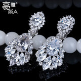 Sapphire Zircon 925 Silver Tassel Earrings Wedding Jewelry