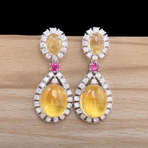 Zircon Earrings, 925 Silver Needle Earrings