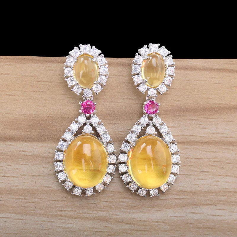 Zircon Earrings, 925 Silver Needle Earrings
