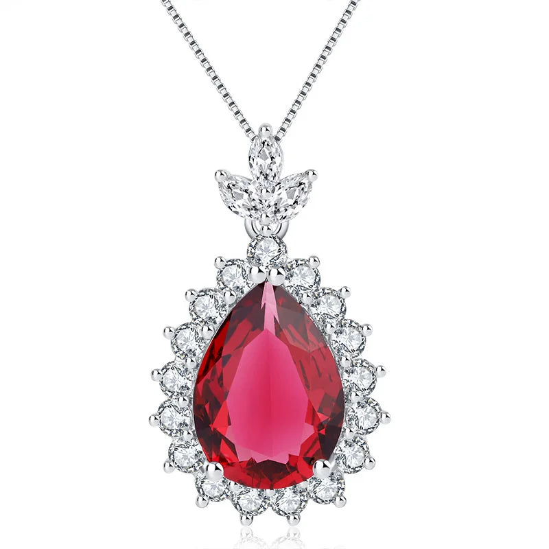 Diamond Water Drop Pendant Necklace - Creative Treasure Simulation Jewels