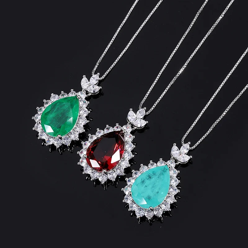 Diamond Water Drop Pendant Necklace - Creative Treasure Simulation Jewels
