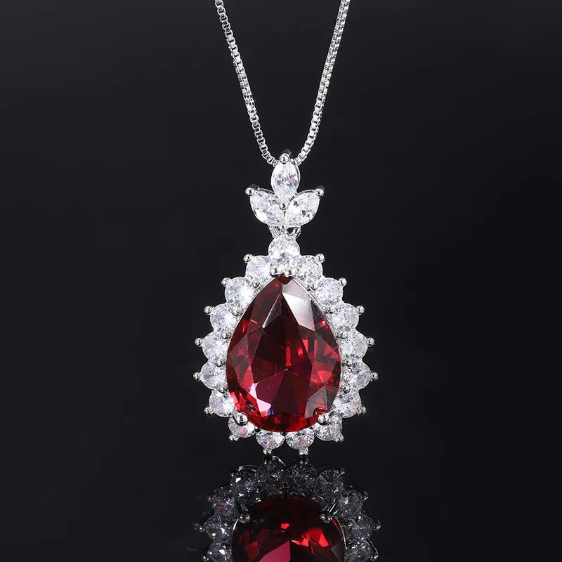 Diamond Water Drop Pendant Necklace - Creative Treasure Simulation Jewels
