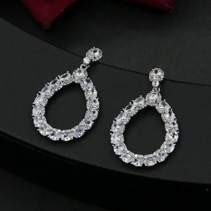 Emerald Zircon Long Earrings for Bridal Dress