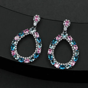 Emerald Zircon Long Earrings for Bridal Dress