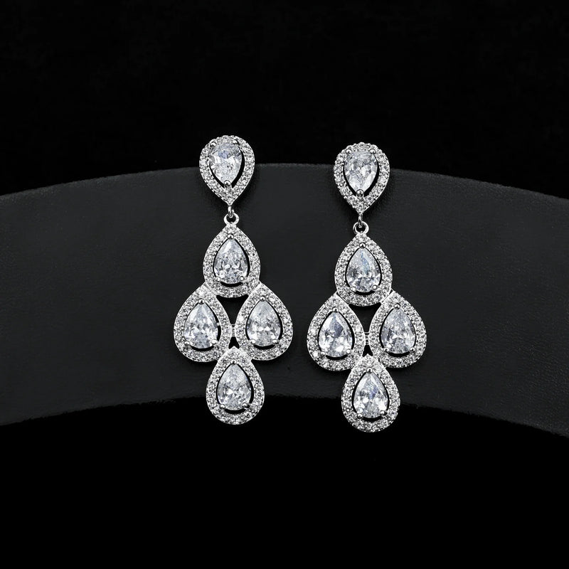 Wind Zircon Tassel Bridal Dress Earrings