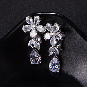Zircon Water Drop Tassel Earrings Copper Jewelry