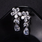 Zircon Water Drop Tassel Earrings Copper Jewelry