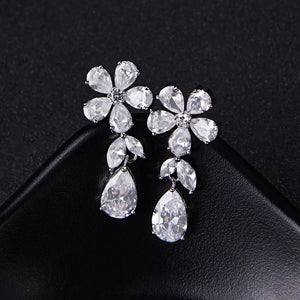 Zircon Water Drop Tassel Earrings Copper Jewelry