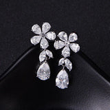 Zircon Water Drop Tassel Earrings Copper Jewelry