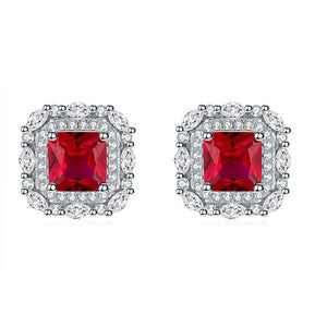 Pigeon Blood Red Square 6 * 6 Earrings Set