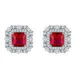 Pigeon Blood Red Square 6 * 6 Earrings Set