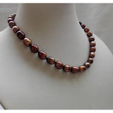 Coffee Brown Rice Pearl Necklace 9-10MM Cultured Freshwater