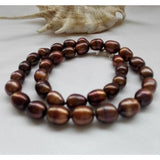Coffee Brown Rice Pearl Necklace 9-10MM Cultured Freshwater