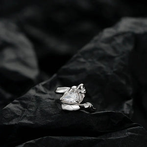 Zircon Drop Earrings Silver Textured Diamond Earbone Clip
