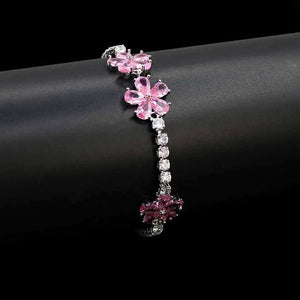 Women's Flower Necklace Earrings Bracelet Set