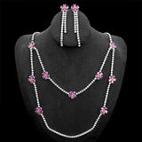 Women's Flower Necklace Earrings Bracelet Set