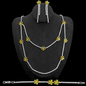 Women's Flower Necklace Earrings Bracelet Set
