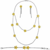 Women's Flower Necklace Earrings Bracelet Set