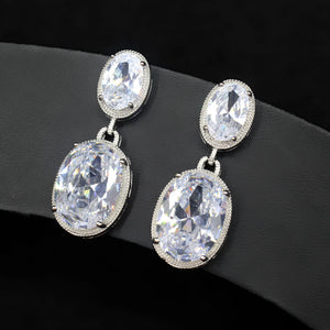 Oval Explosion Lady Earrings with Real Jewels