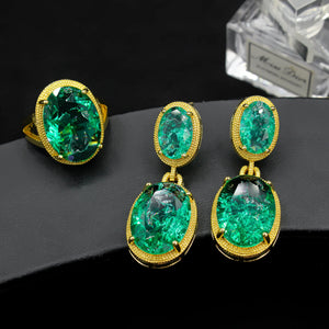 Oval Explosion Lady Earrings with Real Jewels