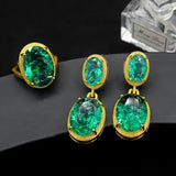 Oval Explosion Lady Earrings with Real Jewels