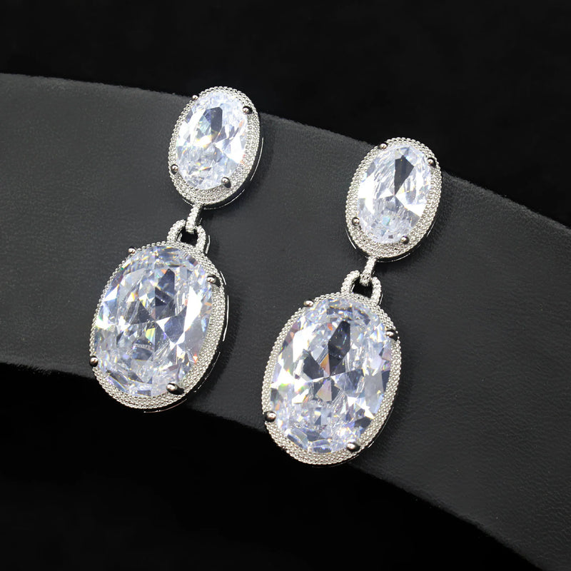 Oval Explosion Lady Earrings with Real Jewels