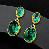 Oval Explosion Lady Earrings with Real Jewels