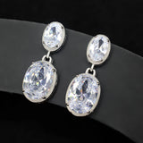Oval Explosion Lady Earrings with Real Jewels