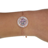Colorful CZ Paved Slider Bangle for Women