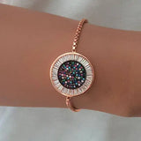 Colorful CZ Paved Slider Bangle for Women
