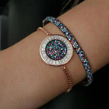 Colorful CZ Paved Slider Bangle for Women