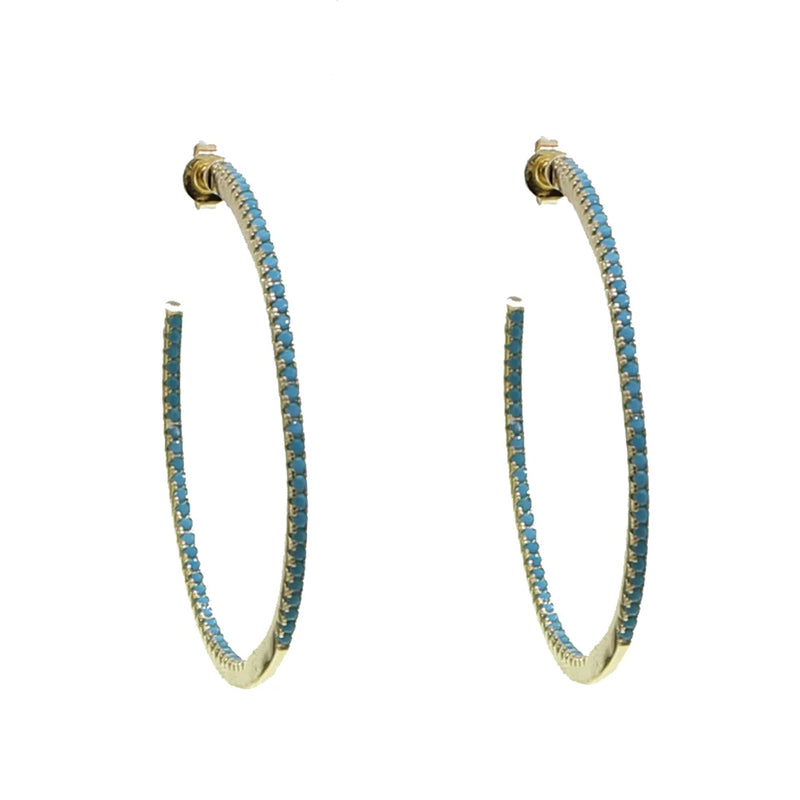 Geometric Turquoise Stone Circle Hoop Earring Women Jewelry