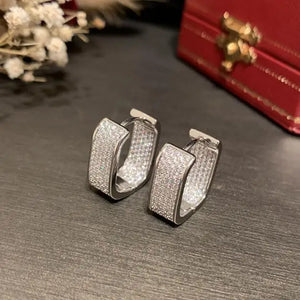 Geometric Hoop Earrings with Micro-Inlaid Zircon for Women