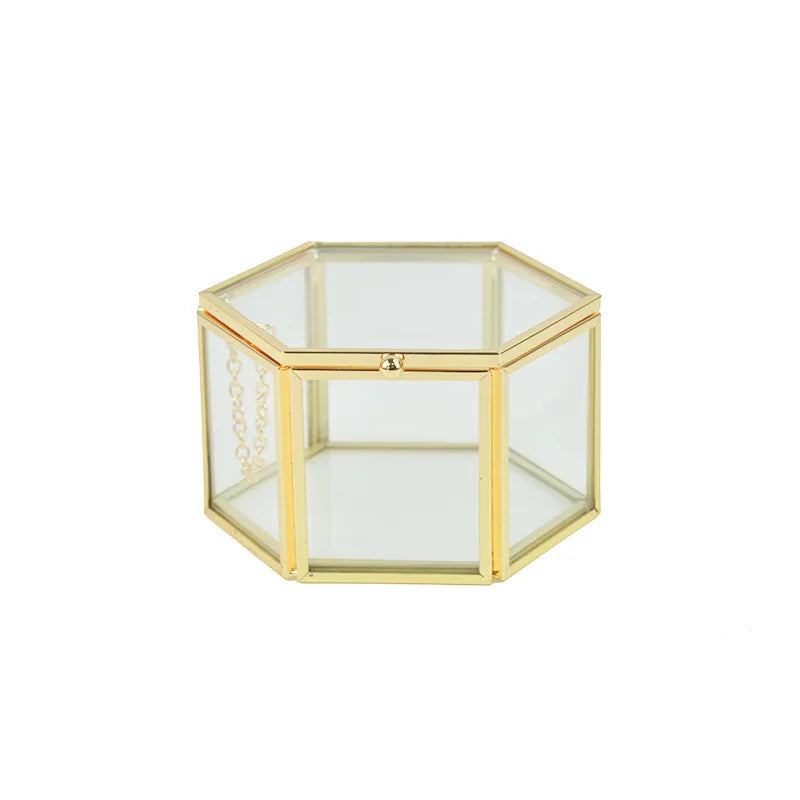 Clear Glass Jewelry Box Ring Necklace Bracelets Earrings Storage
