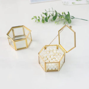 Clear Glass Jewelry Box Ring Necklace Bracelets Earrings Storage