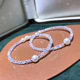 Crystal Chain with Pearl Bead Bracelet