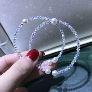 Crystal Chain with Pearl Bead Bracelet