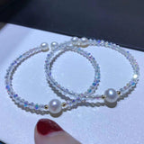 Crystal Chain with Pearl Bead Bracelet