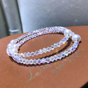 Crystal Chain with Pearl Bead Bracelet