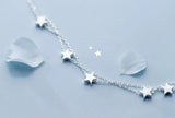 925 Silver Double Rows Stars Chain Bracelet GTLS792