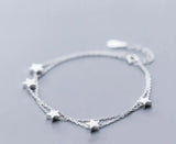 925 Silver Double Rows Stars Chain Bracelet GTLS792