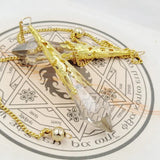 Glass Bell Stone Pendant Reiki Healing Crystal Hexagonal Pendulum