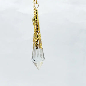 Glass Bell Stone Pendant Reiki Healing Crystal Hexagonal Pendulum