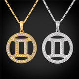 Zodiac Signs CZ Constellations Pendant Necklace with Chain