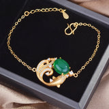 Plated Synthetic Hetian Jade Zircon Sand Carp Bracelet Women