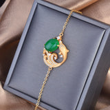 Plated Synthetic Hetian Jade Zircon Sand Carp Bracelet Women